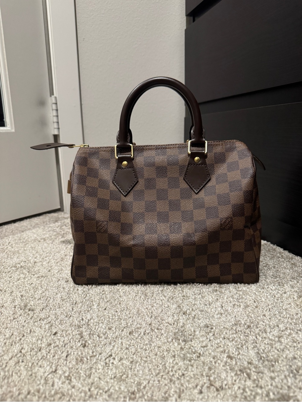 Louis Vuitton Speedy 25 Damier Ebene with strap - Monogrammed “MC” - Picture 5 of 7